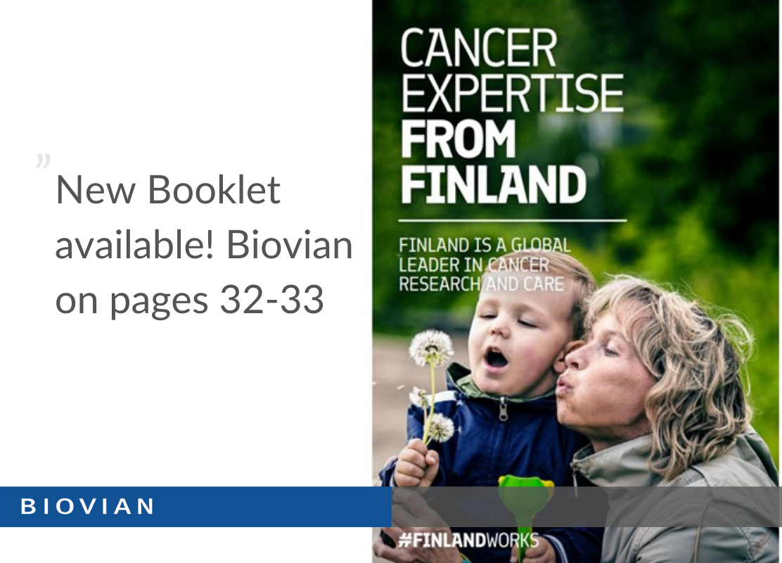 Booklet about cancer expertise in Finland_Biovian CDMO on pages 32-33